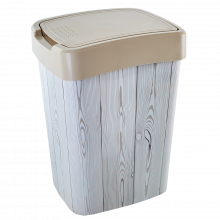 Кош Евро за отпадъци с декор 18 л крем/Дърво