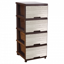 Шкаф с четири чекмеджета  и декор ДЪРВО / КАФЯВ