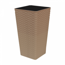 Висока саксия Ратан квадратна  22,0х22,0х41,5 см  крем