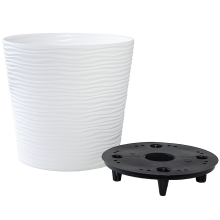 Ниска саксия ФЮЖЪН d16*14,5см с дренаж , бял