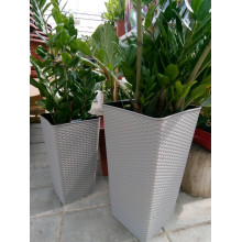 Tall RATTAN square flowerpot 27x27x51 cm