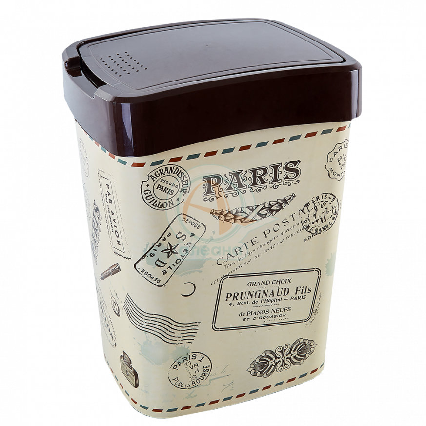 Кош Евро за отпадъци с декор 18 л кафяв/Париж