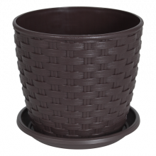 Саксия РАТАН с подложка 24х22 см кафява