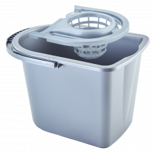 Правоъгълна кофа с цедка 14л сива