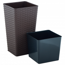 Tall RATTAN square flowerpot 27x27x51 cm