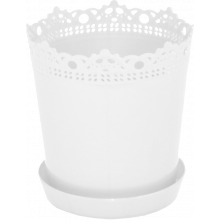 Саксия РИШЕЛЬО с подложка  17см. бяла