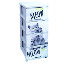 Шкаф с четири чекмеджета и декор Cat, сив