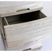 Шкаф с четири чекмеджета  и декор ДЪРВО / КРЕМ